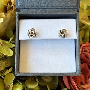 Sterling Silver 925 Knot Stud Earrings Love Nests Celtic Classic Double Row